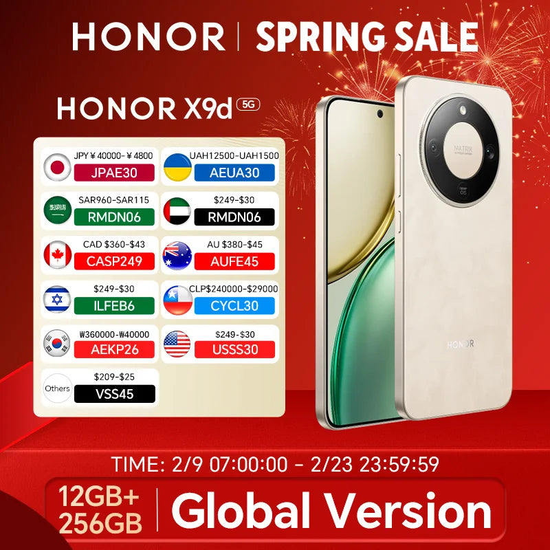 Global Version HONOR X9d 12GB+256GB/512GB 6.79'' 120Hz Screen Snapdragon 6 Gen 4 108MP AI Camera 8300 mAh 66W Super Charging
