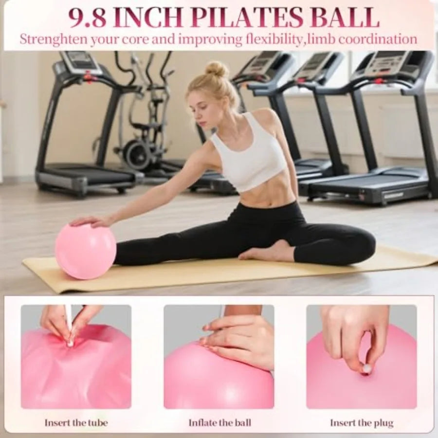 Pilates Essentials Kit for Women 15 Pcs Home Workout Equipment with Yoga Circle Ball Ring 5 Resistance Bands Pedal Puller Anti