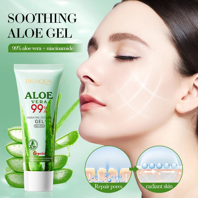 BIOAOUA Hydrating Soothing Natural Aloe Vera Gel Repairing Sunburn Moisturizing Skin Repairing Skin Care Facial Care
