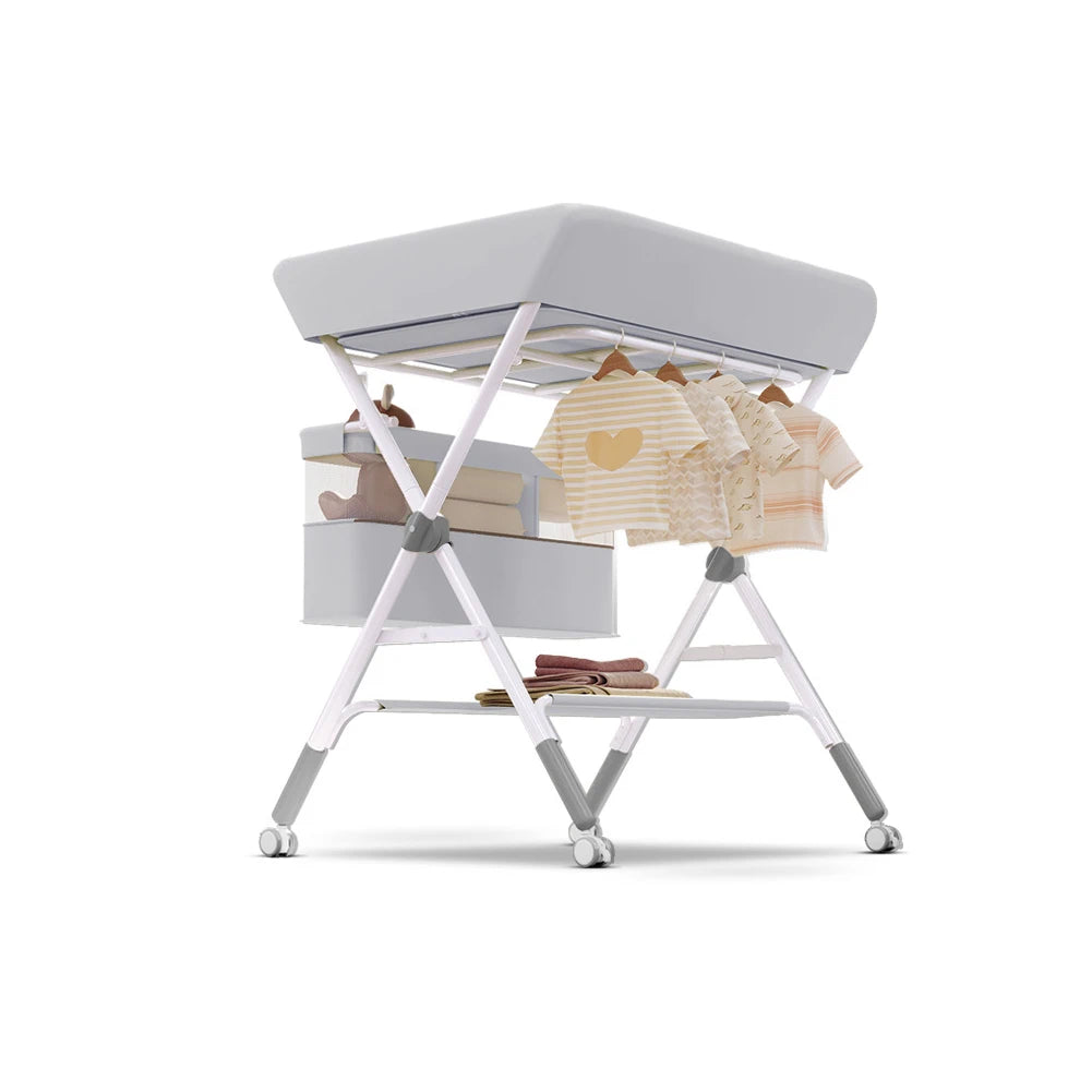 Mobile Folding Changing Table Changing Station with Storage Basket Changing Table for Nappy Changing, for Newborns and Toddlers