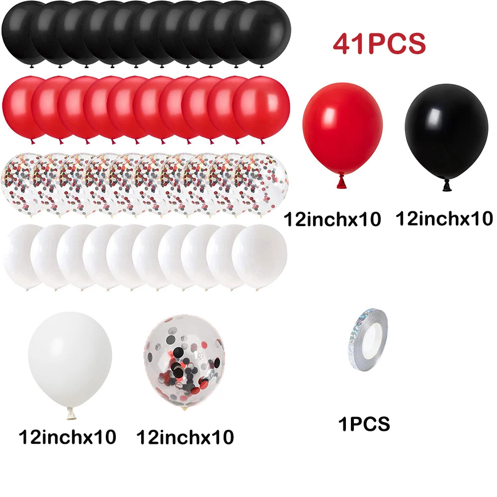 1 Set Red Black Balloons Garland Arch Kit Baby Shower Birthday Decorations Red White Black Silver Balloon Graduation Party Decor