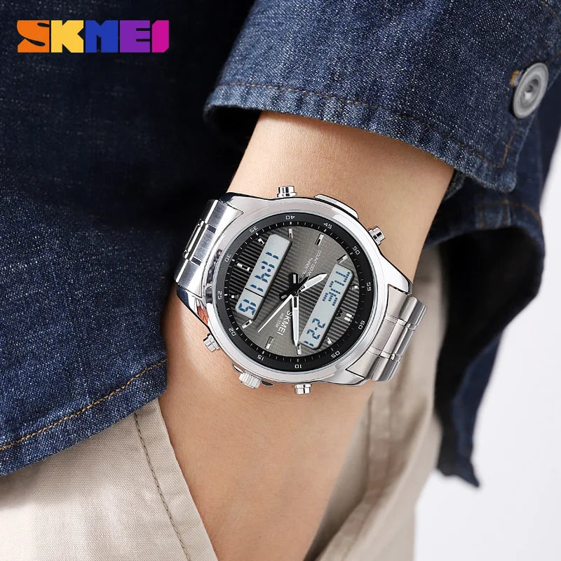 SKMEI 2049 Brand Electronic Watches for Man Fashion Large Dial Wristwatch Luminous Alarm Clock Calendar Casual Men Digital Watch