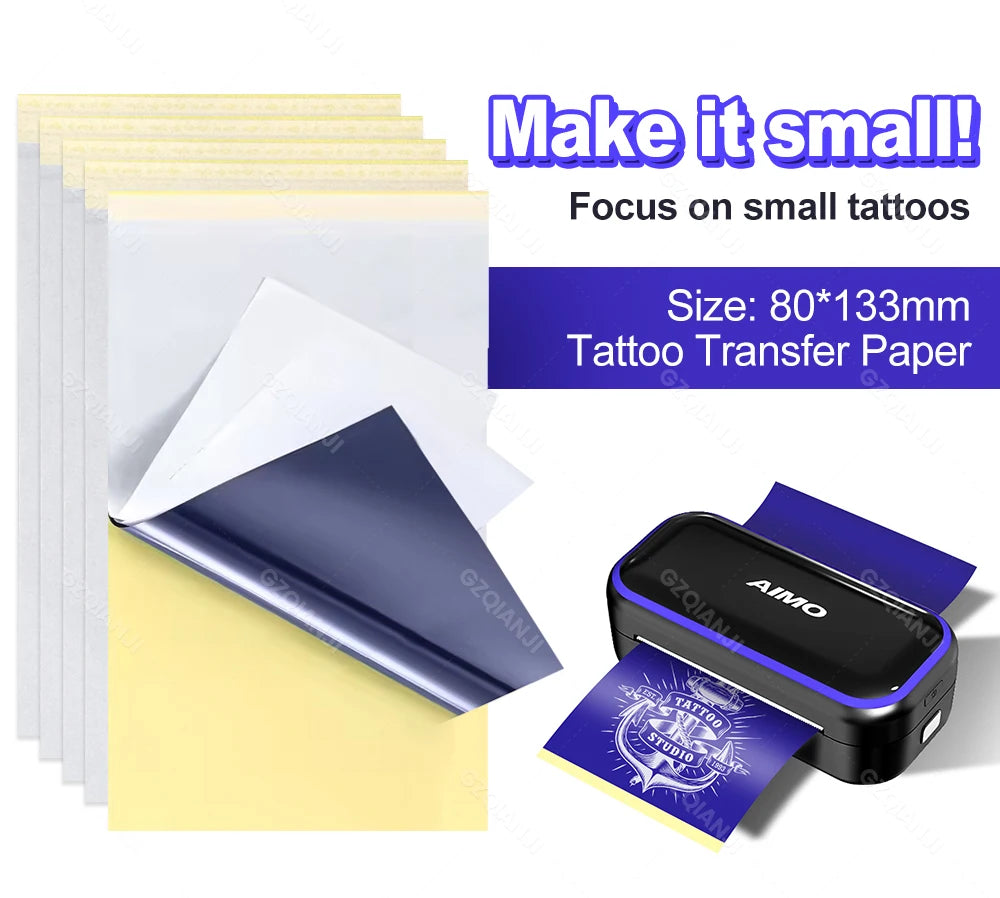 80mm Tattoo Stencil Printer Thermal Tattoo Printer with 3inch Transfer Paper Wireless Bluetooth Mini Portable Printer DIY Artist