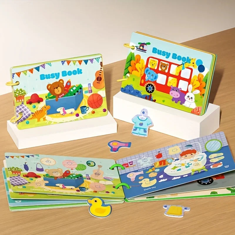 1 Set Montessori, Quiet Book, Preschool Learning Activity Book, Numbers Shapes, Tactile Training- Sensory Puzzle Playset