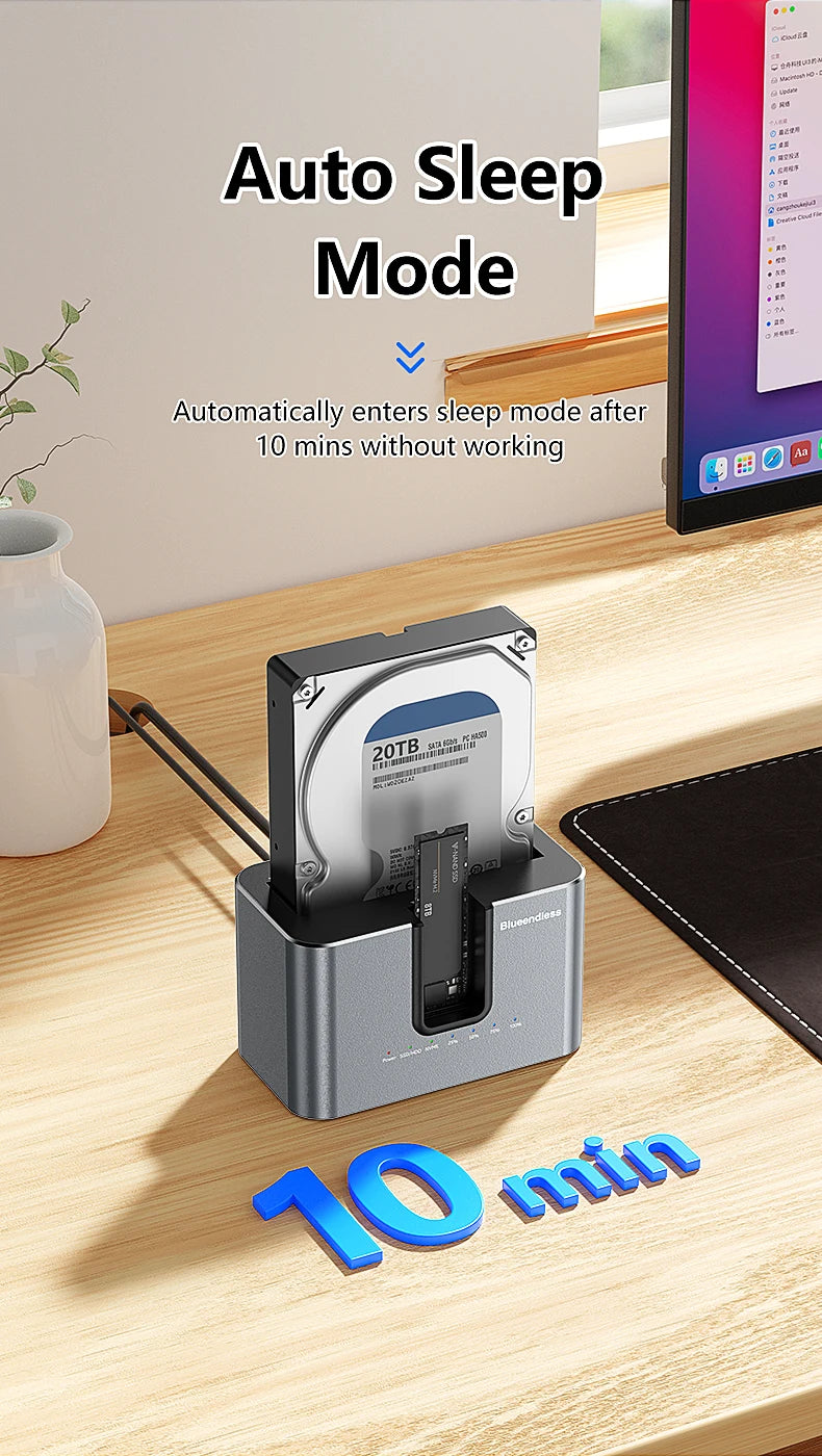 Blueendless offline Clone Function M.2 NVME to SATA 2.5 3.5 2.5/3.5 Inch SSD HDD Duplicator Docking Station Enclosure Adapter