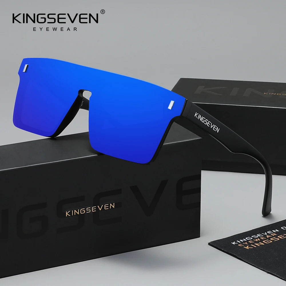 KINGSEVEN Sunglasses Men Women Anti-Glare Polarized UV400 Fashion Glasses Outdoor Diving Rimeless Square Large Eyewear Frames