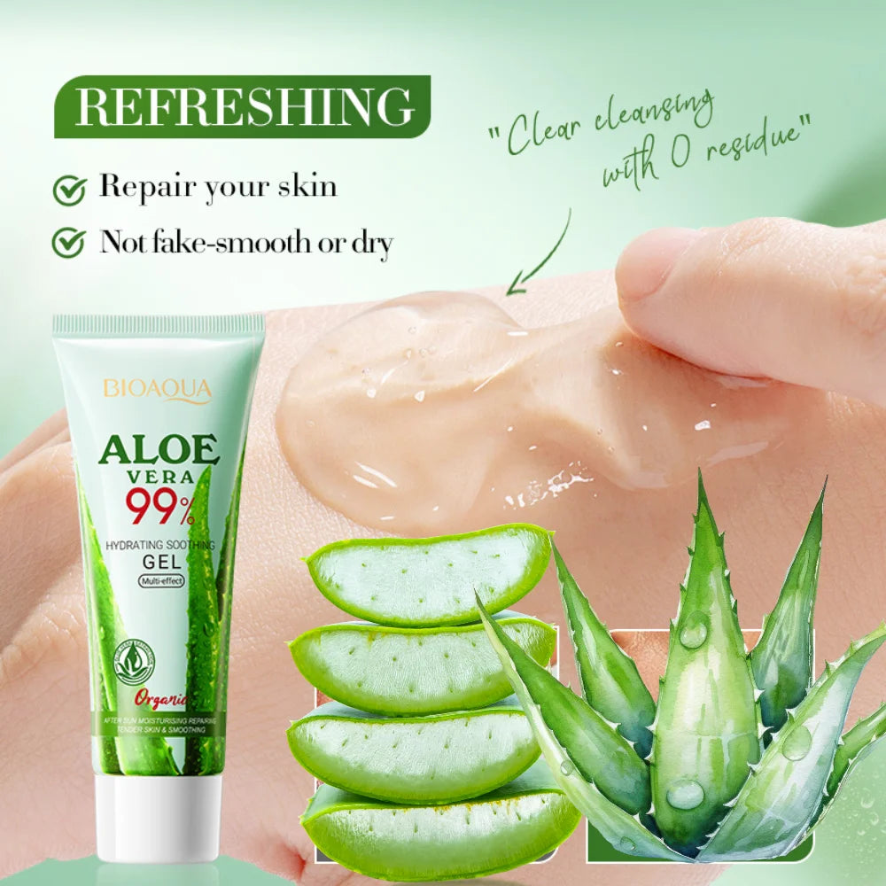 BIOAOUA Hydrating Soothing Natural Aloe Vera Gel Repairing Sunburn Moisturizing Skin Repairing Skin Care Facial Care
