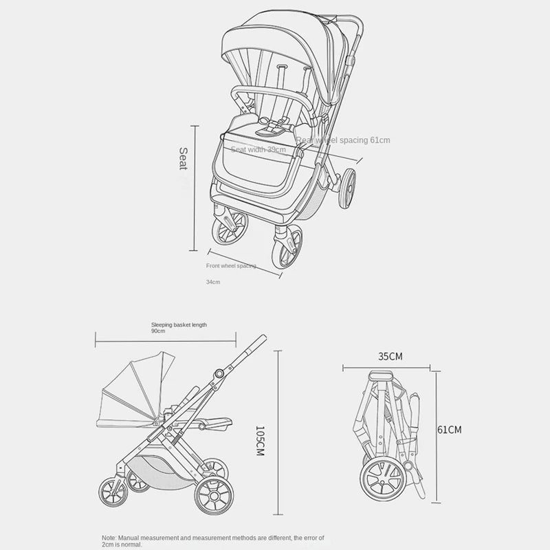 Baby carrige can sit or lie down Lightweight Folding Newborn Baby High Landscape Stroller Two-way Push Anti Vibration Wheels