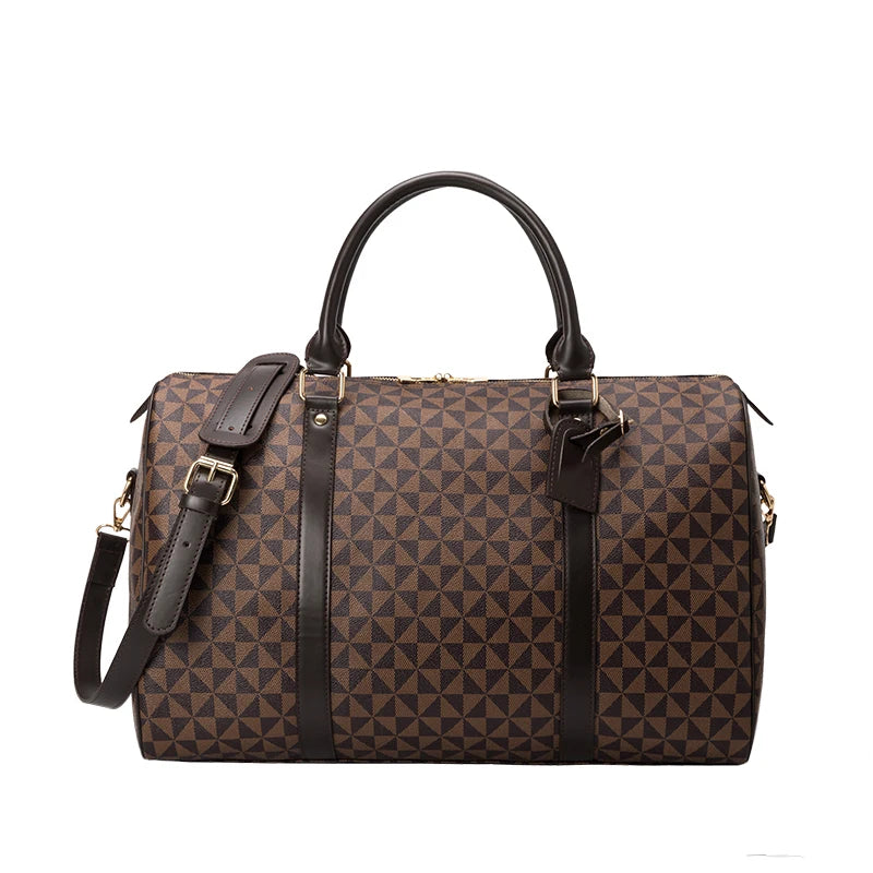 Vintage Large Travel Duffle Tote Bag for Women And Men Durable Leather Weekender Carry-On Travel Bag for Airplan Gym Work