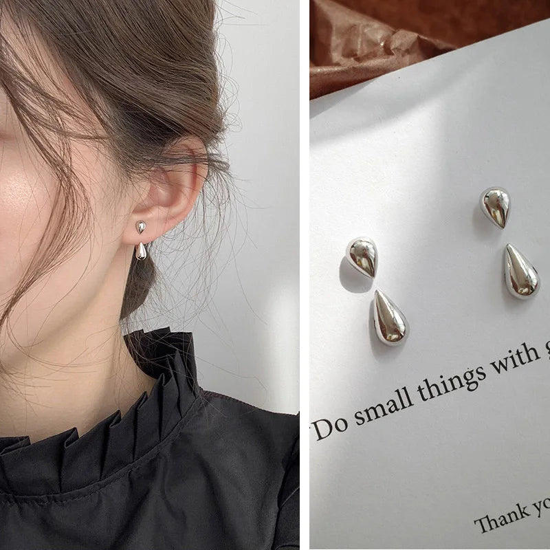 Korean Earring Claw Ear Hook Stud Earrings for Women White Enamel CZ Gold Color Ear Earrings Fashion Jewelry Christmas Gift