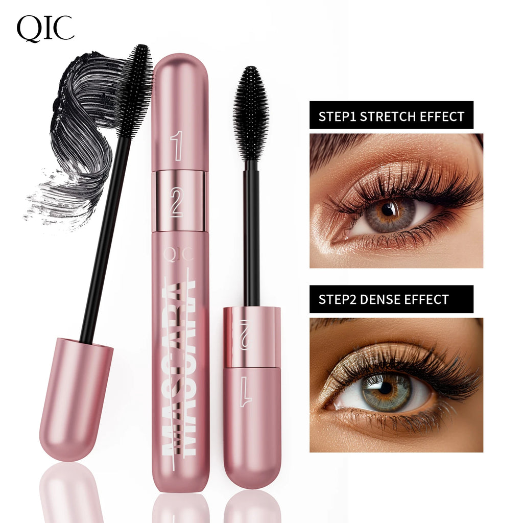 Dual-effect Waterproof Sweatproof 4D Mascara, Thick Lengthening Anti-smudge Dense Long-lasting Curling Eye Makeup