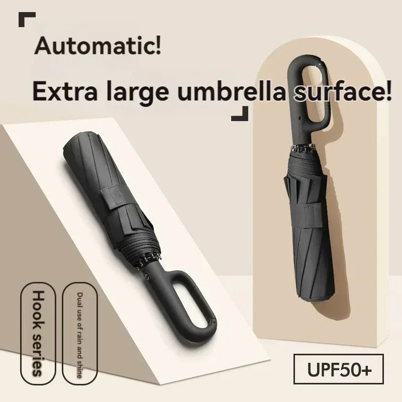 2025 New Automatic Umbrella, Enlarged Umbrella Surface Diameter 125CM Windproof And Rainproofs Carabiners Design Easy To Places.