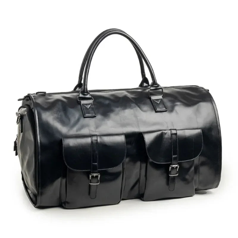 PU Leather brand men Business Travel luggage bag business Waterproof Large Convertible 2-in-1 Hanging Luggage Duffel Suit Bag