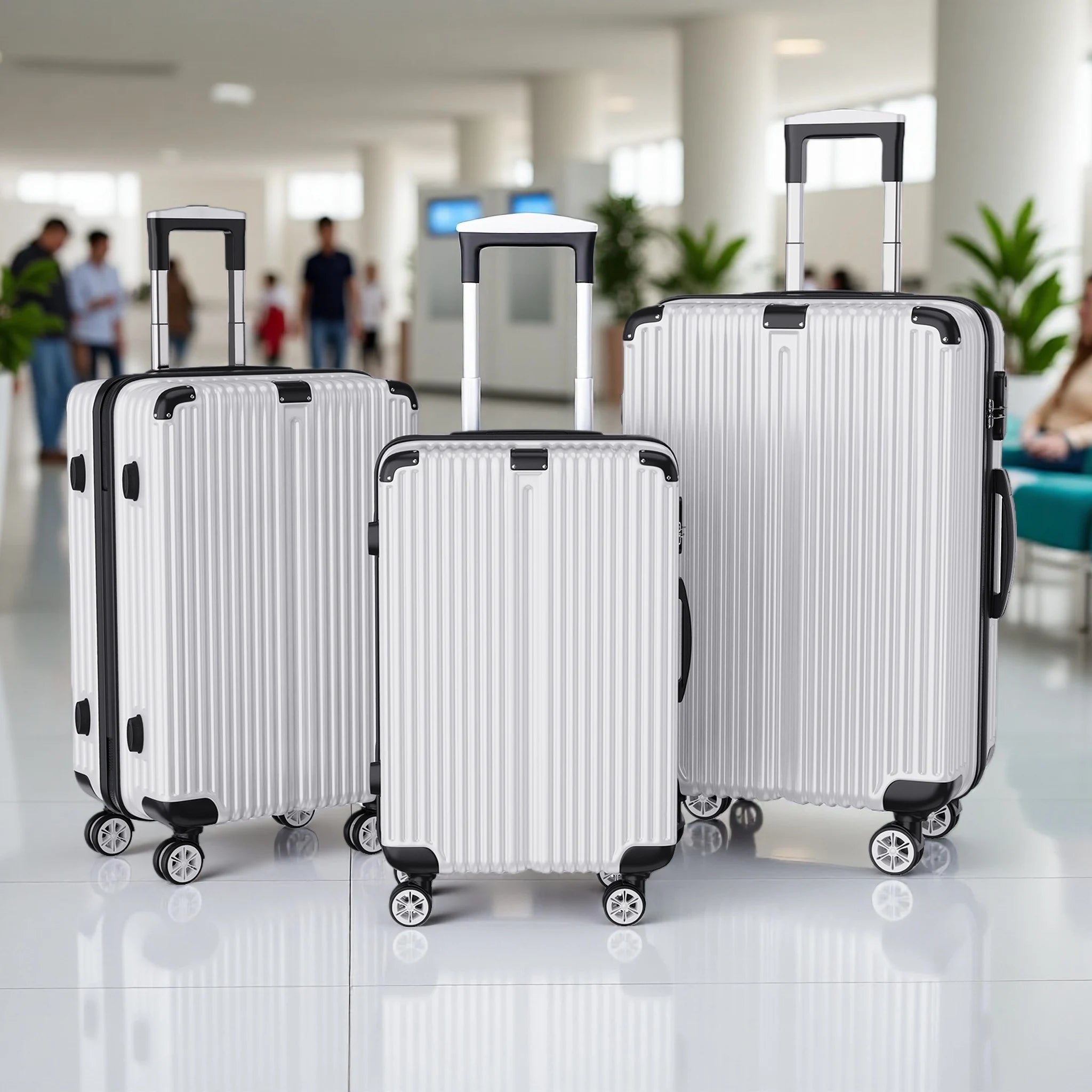Comanlai Travel Suitcase Set of 3 Hard Shell Luggage 20/24/28 Inch 360° Spinner Wheel TSA Lock For Air Train Travel for Students