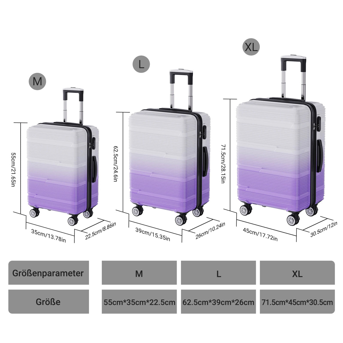 Comanlai Travel Suitcase Set of 3 Hard Shell Luggage 20/24/28 Inch 360° Spinner Wheel TSA Lock For Air Train Travel for Students