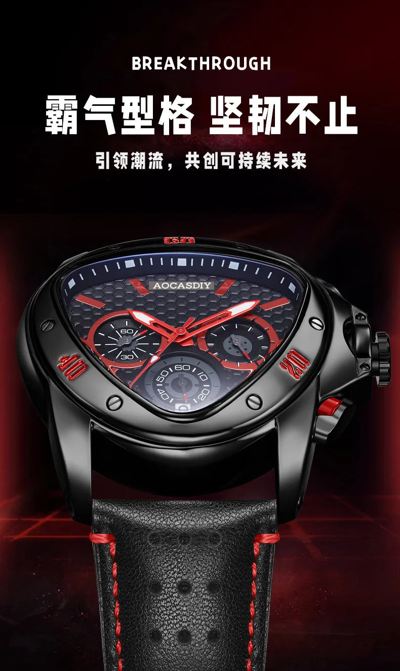 New Cool Triangle Watch Men Top Luxury Chronograph Watches Waterproof Quartz Wristwatches Gifts Relogio Masculino Drop Shipping