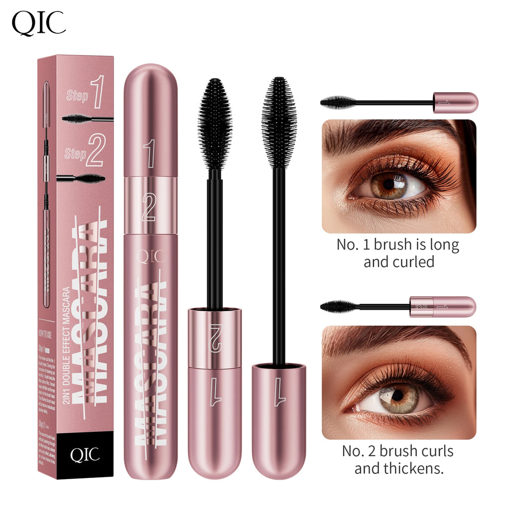 Dual-effect Waterproof Sweatproof 4D Mascara, Thick Lengthening Anti-smudge Dense Long-lasting Curling Eye Makeup