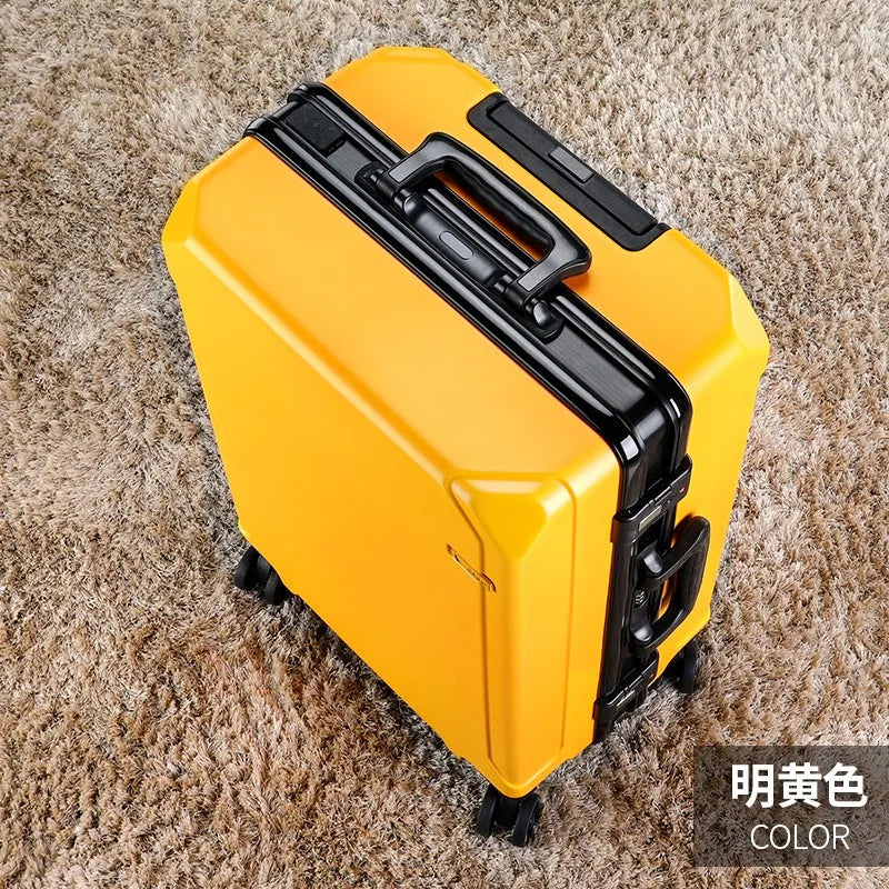 New Fashion rolling luggage aluminum frame USB charging trolley suitcase 20/24/26/28 inch students password travel luggage