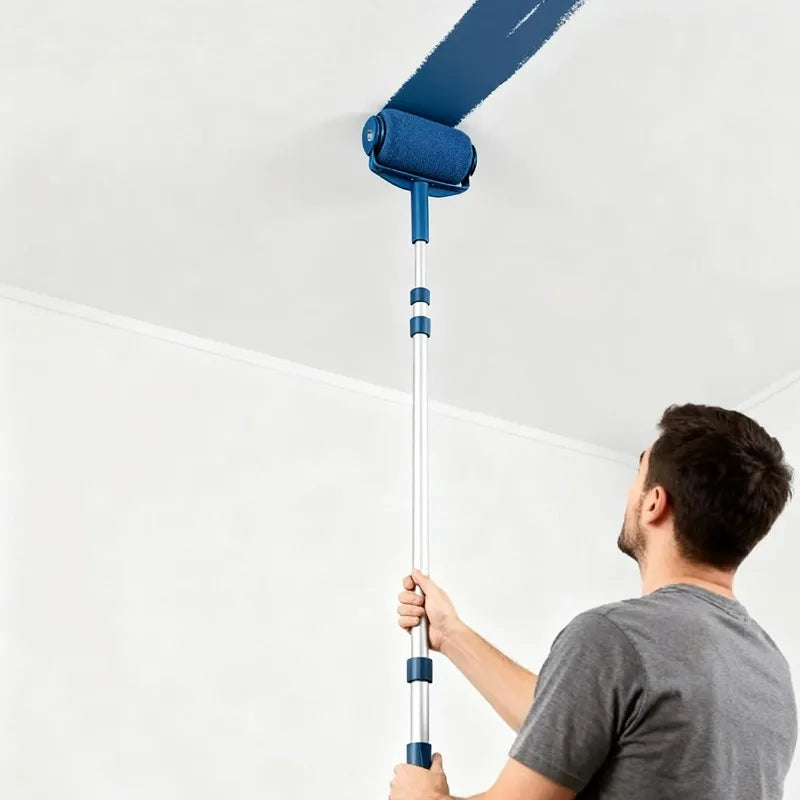 Drum Brush with Built-in Storage Easy-to-fill for Floors Wall Paint Refinish Handheld Paint Roller Household Paint Application