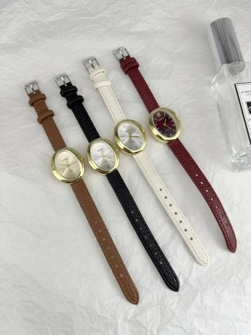 Fashion Quartz Watch for Women Simple Leather Strap Pigeon Egg Dial Ladies Watches Luxury Gift Girl Wristwatches Dropshipping