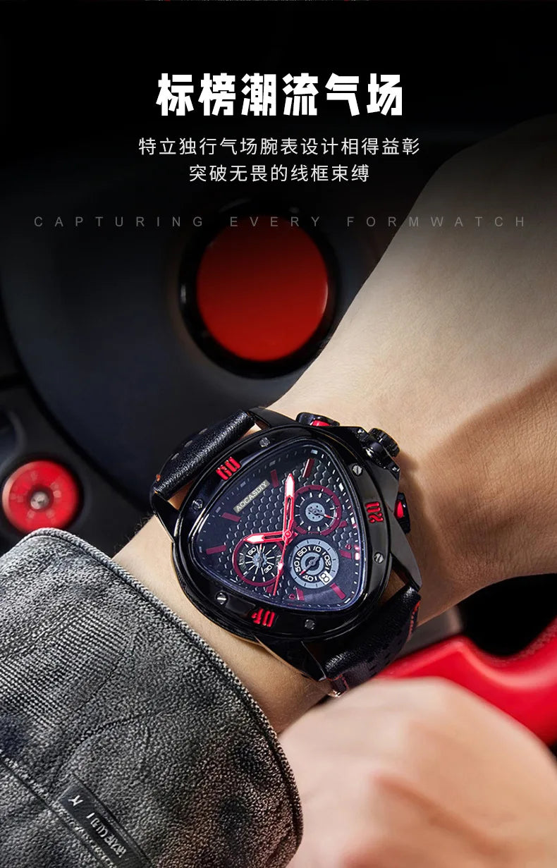 New Cool Triangle Watch Men Top Luxury Chronograph Watches Waterproof Quartz Wristwatches Gifts Relogio Masculino Drop Shipping