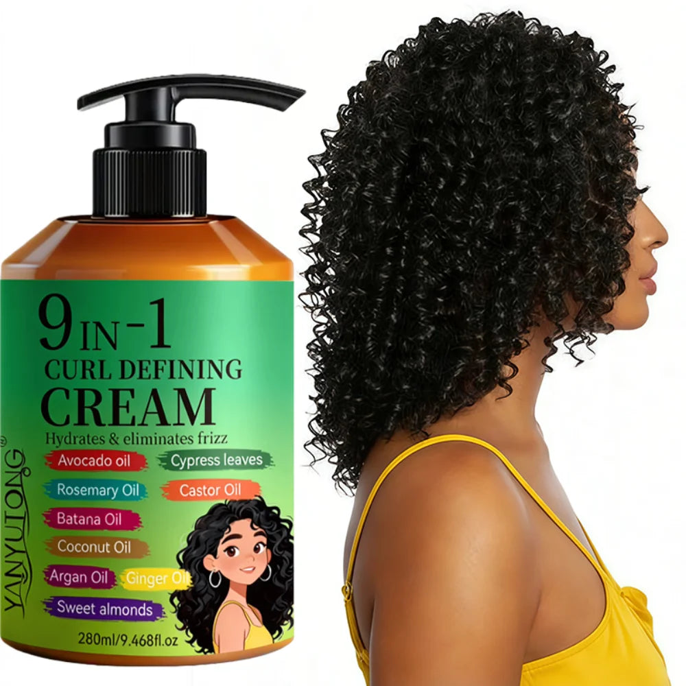 280ml Curly hair Styling cream, moisturizing and smoothing formula, enhances the elasticity and shine of curly hair, easy to set