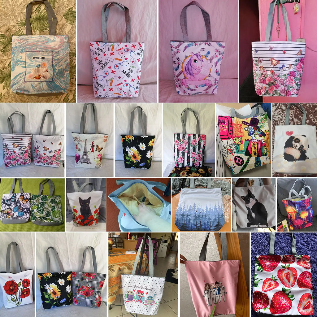 Women's Handbags Butterfly Elegant Print Harajuku Large Capacity Shopping Bag Beautiful Practical Tote Travel Beach Shoulder Bag