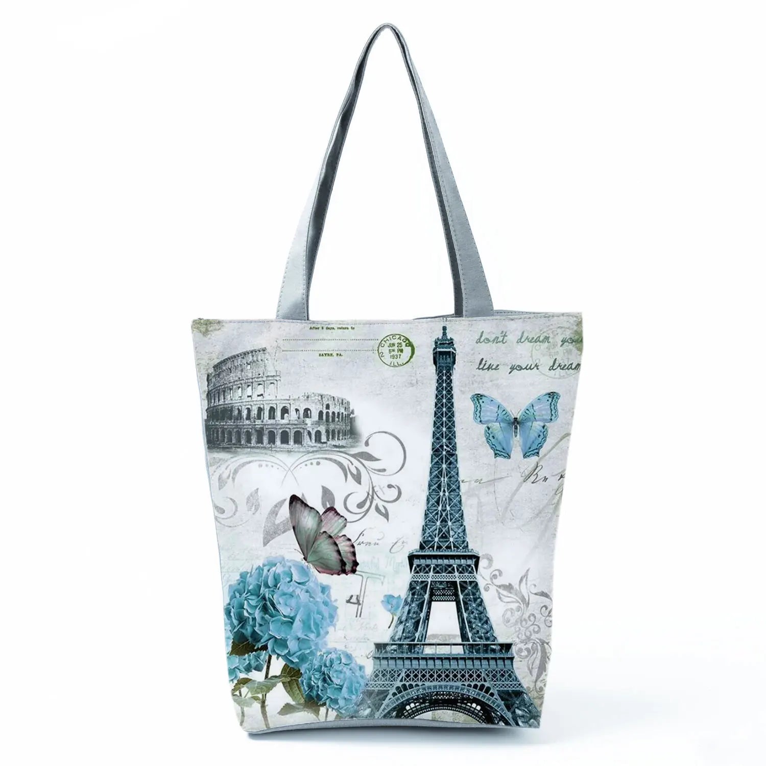 Women's Handbags Butterfly Elegant Print Harajuku Large Capacity Shopping Bag Beautiful Practical Tote Travel Beach Shoulder Bag
