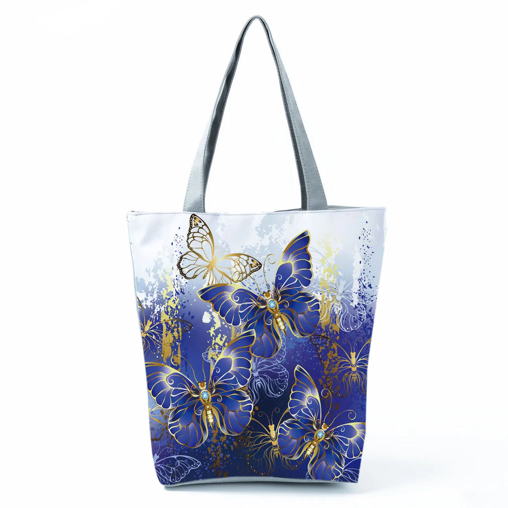 Women's Handbags Butterfly Elegant Print Harajuku Large Capacity Shopping Bag Beautiful Practical Tote Travel Beach Shoulder Bag