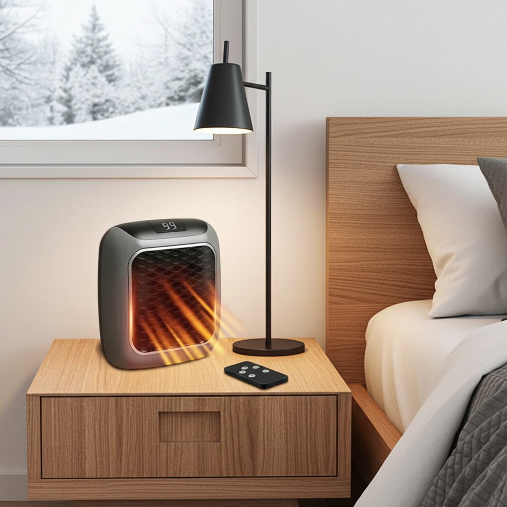 800W Mini Heater, PTC Ceramic Fast Heating Bathroom Heater with Remote Control, Wall Mounted Electric Heater for Indoor Use