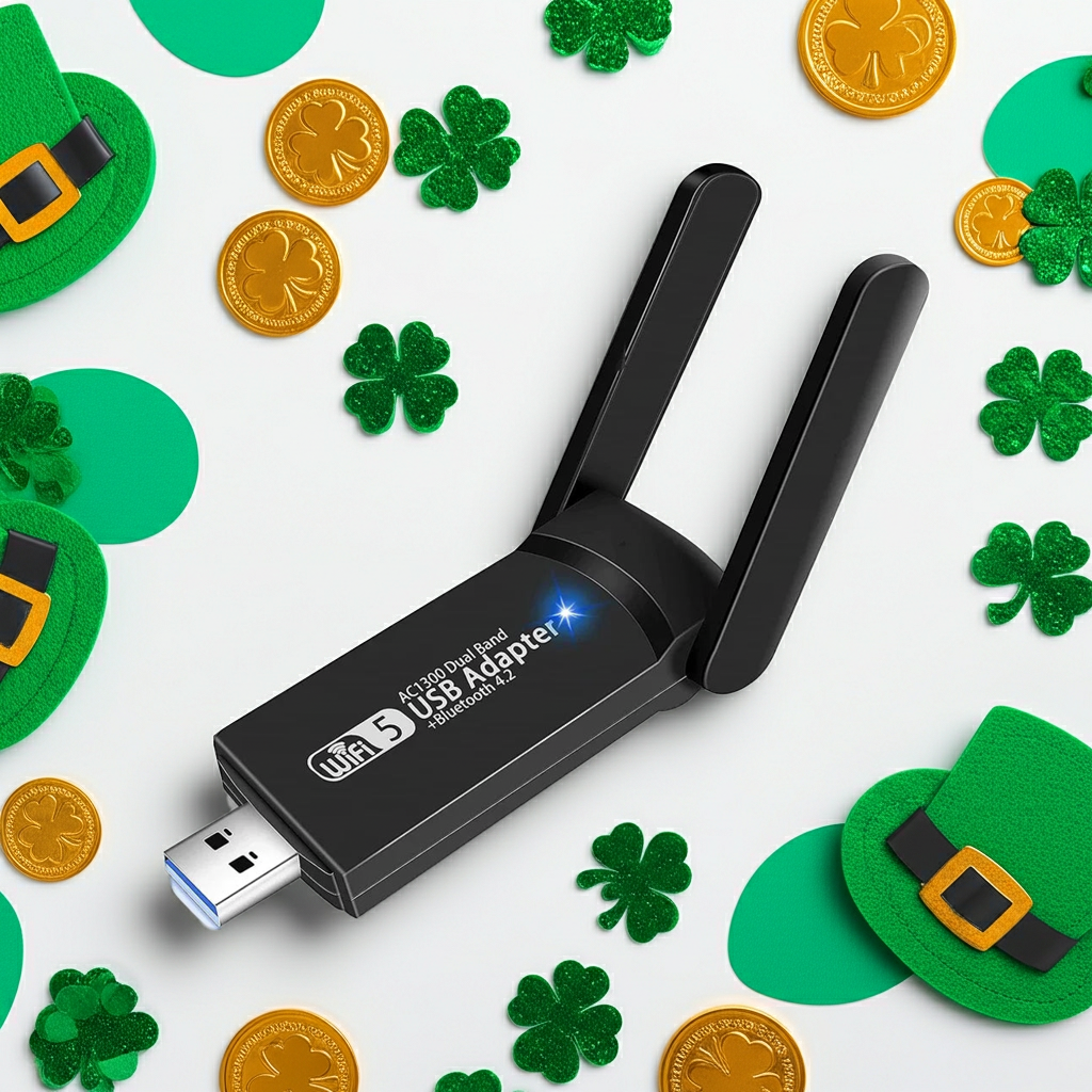 1300Mbps USB WiFi Bluetooth Adapter Dual Band 2.4/5Ghz Wireless Network External Receiver Mini WiFi Dongle for PC/Laptop/Desktop
